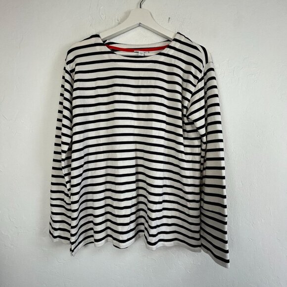 J. Jill Womens Blue & White Striped Crew Neck Long-Sleeve T-Shirt Top XS Casual - Picture 1 of 8